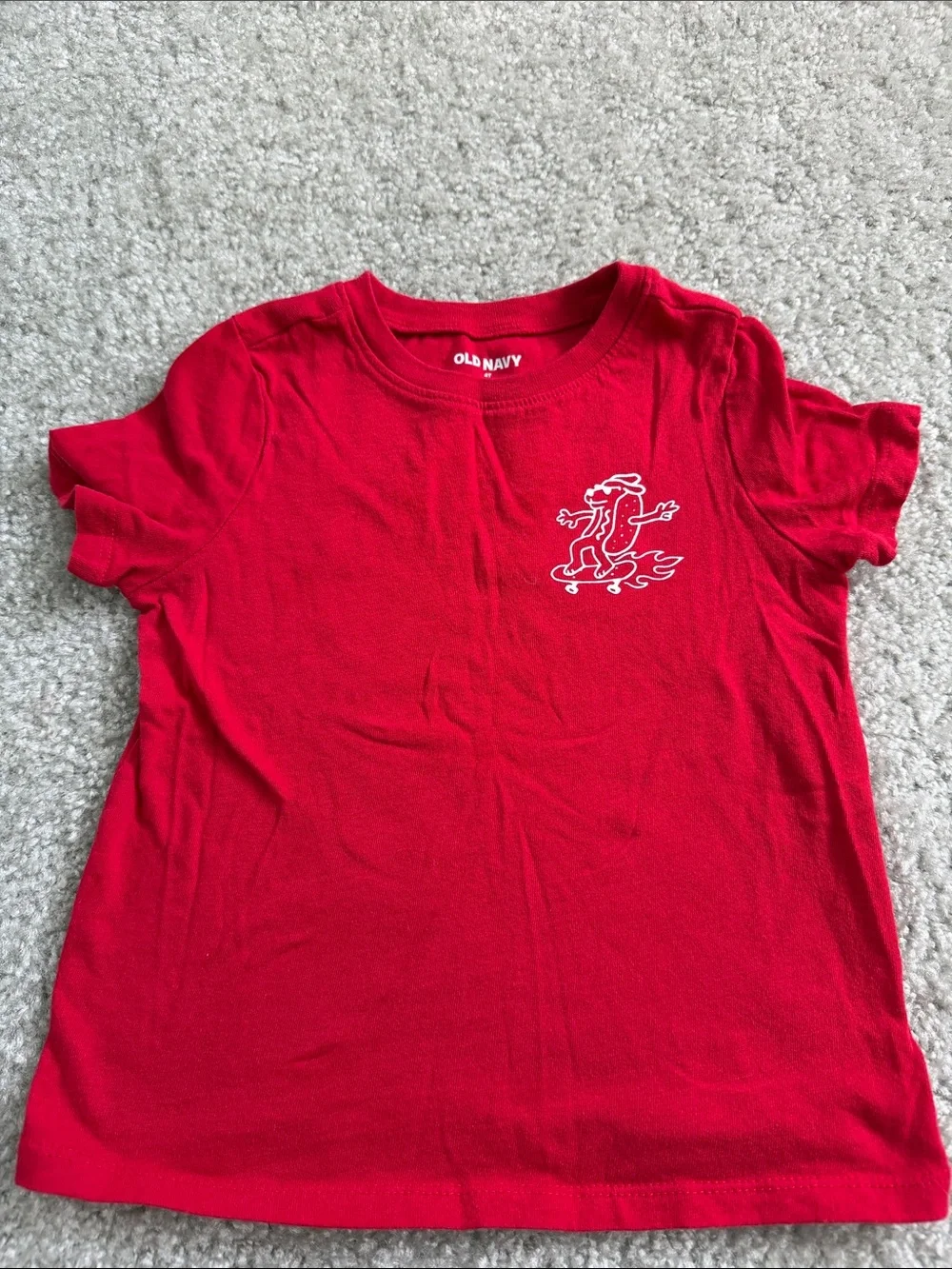 Old Navy Bright Red Short-Sleeve Tee with White Skate Graphic